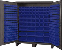 Durham - 264 Bin Storage Cabinet - Steel, 72" Wide x 24" Deep x 84" High, Blue - Eagle Tool & Supply