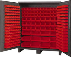 Durham - 264 Bin Storage Cabinet - Steel, 72" Wide x 24" Deep x 84" High, Red - Eagle Tool & Supply