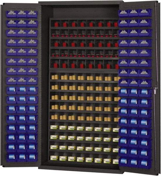 Durham - 40 Bin Storage Cabinet - Steel, 36" Wide x 24" Deep x 72" High, Blue - Eagle Tool & Supply