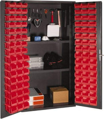 Durham - 2 Shelf 96 Bin Storage Cabinet - Steel, 36" Wide x 24" Deep x 72" High, Red - Eagle Tool & Supply
