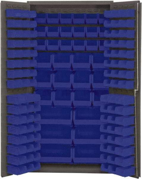 Durham - 132 Bin Storage Cabinet - Steel, 36" Wide x 24" Deep x 72" High, Blue - Eagle Tool & Supply