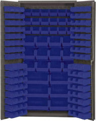 Durham - 132 Bin Storage Cabinet - Steel, 36" Wide x 24" Deep x 72" High, Blue - Eagle Tool & Supply