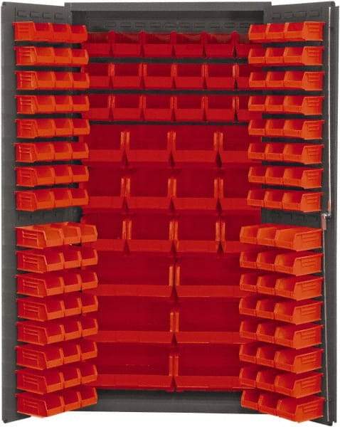Durham - 132 Bin Storage Cabinet - Steel, 36" Wide x 24" Deep x 72" High, Red - Eagle Tool & Supply