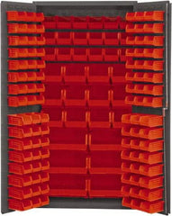 Durham - 132 Bin Storage Cabinet - Steel, 36" Wide x 24" Deep x 72" High, Red - Eagle Tool & Supply