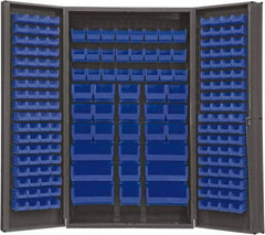 Durham - 192 Bin Storage Cabinet - Steel, 48" Wide x 24" Deep x 84" High, Blue - Eagle Tool & Supply
