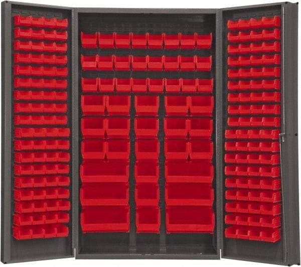 Durham - 192 Bin Storage Cabinet - Steel, 48" Wide x 24" Deep x 84" High, Red - Eagle Tool & Supply