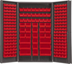 Durham - 192 Bin Storage Cabinet - Steel, 48" Wide x 24" Deep x 84" High, Red - Eagle Tool & Supply
