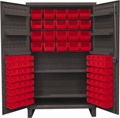 Durham - 2 Shelf 84 Bin Storage Cabinet - Steel, 48" Wide x 24" Deep x 78" High, Red - Eagle Tool & Supply