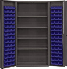 Durham - 4 Shelf 96 Bin Storage Cabinet - Steel, 36" Wide x 24" Deep x 72" High, Blue - Eagle Tool & Supply