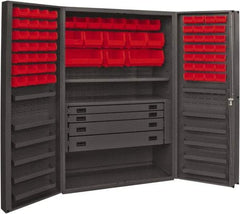 Durham - 2 Shelf 72 Bin Storage Cabinet - Steel, 48" Wide x 24" Deep x 72" High, Red - Eagle Tool & Supply