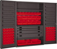 Durham - 2 Shelf 69 Bin Storage Cabinet - Steel, 48" Wide x 24" Deep x 72" High, Red - Eagle Tool & Supply
