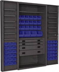 Durham - 2 Shelf 58 Bin Storage Cabinet - Steel, 36" Wide x 24" Deep x 72" High, Blue - Eagle Tool & Supply