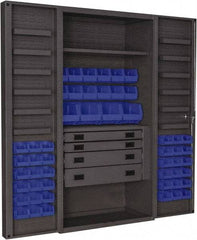 Durham - 2 Shelf 52 Bin Storage Cabinet - Steel, 36" Wide x 24" Deep x 72" High, Blue - Eagle Tool & Supply