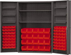 Durham - 2 Shelf 84 Bin Storage Cabinet - Steel, 48" Wide x 24" Deep x 72" High, Red - Eagle Tool & Supply