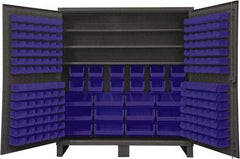 Durham - 3 Shelf 192 Bin Storage Cabinet - Steel, 72" Wide x 24" Deep x 78" High, Blue - Eagle Tool & Supply