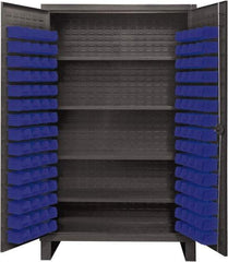 Durham - 4 Shelf 120 Bin Storage Cabinet - Steel, 48" Wide x 24" Deep x 78" High, Blue - Eagle Tool & Supply