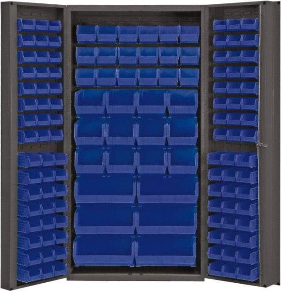 Durham - 132 Bin Storage Cabinet - Steel, 36" Wide x 24" Deep x 72" High, Blue - Eagle Tool & Supply