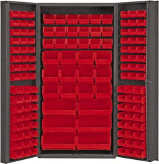 Durham - 132 Bin Storage Cabinet - Steel, 36" Wide x 24" Deep x 72" High, Red - Eagle Tool & Supply