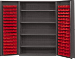 Durham - 4 Shelf 128 Bin Storage Cabinet - Steel, 48" Wide x 24" Deep x 72" High, Red - Eagle Tool & Supply