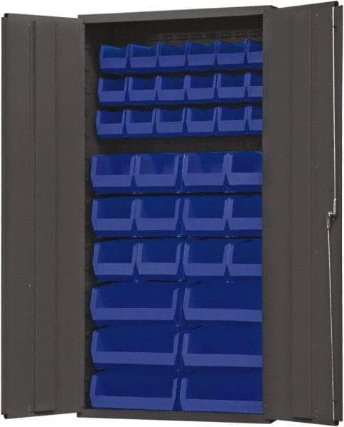 Durham - 36 Bin Storage Cabinet - Steel, 36" Wide x 24" Deep x 72" High, Blue - Eagle Tool & Supply