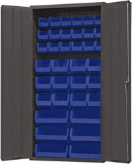 Durham - 36 Bin Storage Cabinet - Steel, 36" Wide x 24" Deep x 72" High, Blue - Eagle Tool & Supply