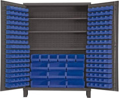 Durham - 3 Shelf 185 Bin Storage Cabinet - Steel, 60" Wide x 24" Deep x 84" High, Blue - Eagle Tool & Supply