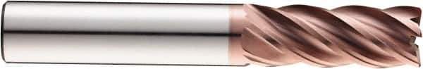 SGS - 12mm Diam, Variable Pitch, 26mm LOC, 5 Flute Solid Carbide 0.0591" Corner Radius Roughing End Mill - Ti-NAMITE-M Finish, 83mm OAL, 12mm Shank Diam, Single End, 37° Helix - Eagle Tool & Supply