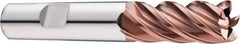 SGS - 1/2" Diam, Variable Pitch, 1" LOC, 5 Flute Solid Carbide 0.015" Corner Radius Roughing End Mill - Ti-NAMITE-M Finish, 3" OAL, 1/2" Shank Diam, Single End, 37° Helix - Eagle Tool & Supply