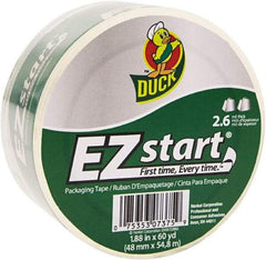 Duck - 1-7/8" x 60 Yd Clear Acrylic Adhesive Packaging Tape - Polypropylene Film Backing, 2.6 mil Thick, 31 Lb Tensile Strength, Series DUC - Eagle Tool & Supply