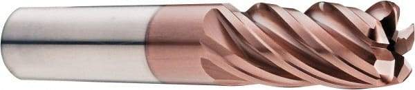 SGS - 20mm Diam, Variable Pitch, 43mm LOC, 5 Flute Solid Carbide 0.1181" Corner Radius Roughing End Mill - Ti-NAMITE-M Finish, 104mm OAL, 20mm Shank Diam, Single End, 37° Helix - Eagle Tool & Supply