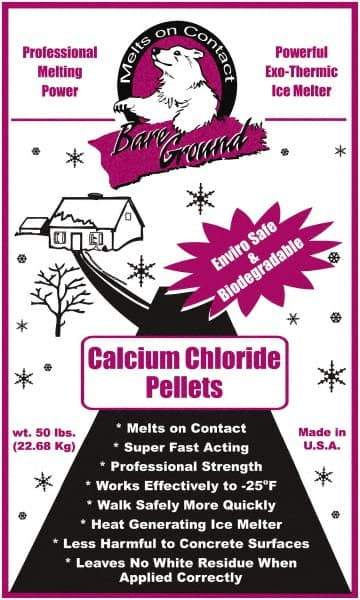 Bare Ground Solutions - 50 Lb Bag Calcium Chloride Pellets - Effective to -20°F - Eagle Tool & Supply