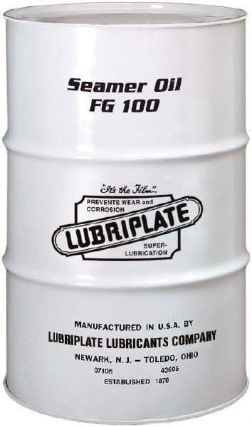 Lubriplate - 55 Gal Drum Mineral Seamer Oil - SAE 30, ISO 100, 109 cSt at 40°C & 12 cSt at 100°C, Food Grade - Eagle Tool & Supply