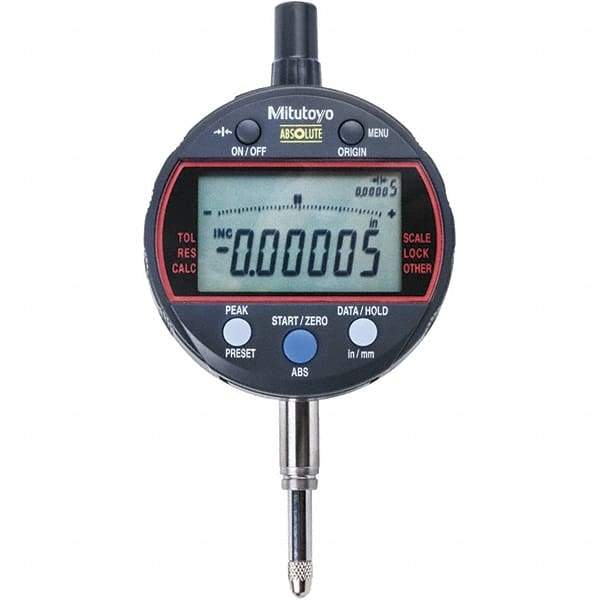 Mitutoyo - 0 to 1/2" Range, 0.001mm Graduation, Electronic Drop Indicator - Flat Back, Accurate to 0.0001", Inch & Metric System, LCD Display - Eagle Tool & Supply