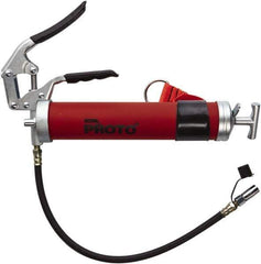 Proto - 3,600 Max psi, Flexible Pistol Grease Gun - 14 oz (Cartridge) & 16 oz (Bulk) Capacity, 3-Way, Bulk, Cartridge & Filler Pump - Eagle Tool & Supply