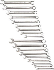 Proto - 18 Piece, 1/4" to 3/4" (mm), 12 Point Combination Wrench Set - Inch/Metric Measurement Standard, Satin Finish - Eagle Tool & Supply