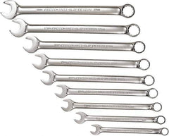 Proto - 9 Piece, 10mm to 18mm, 12 Point Combination Wrench Set - Metric Measurement Standard, Full Polish Chrome Finish, Comes in Tool Roll - Eagle Tool & Supply