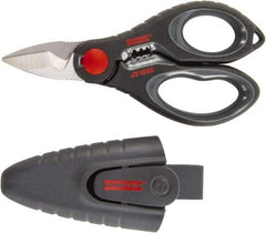 Proto - 2-3/4" LOC, 6-7/64" OAL Stainless Steel Straight Electrician's Scissors - Ambidextrous, Plastic Straight Handle, For Electrical - Eagle Tool & Supply