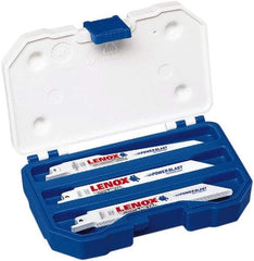 Lenox - 15 Piece, 6" Long x 0.04" to 0.05" Thick, Bi-Metal Reciprocating Saw Blade Set - Straight Profile, 6 to 18 Teeth per Inch, Toothed Edge - Eagle Tool & Supply