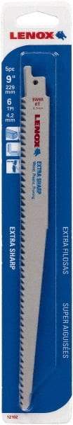 Lenox - 9" Long x 3/4" Thick, Bi-Metal Reciprocating Saw Blade - Straight Profile, 6 TPI, Toothed Edge - Eagle Tool & Supply