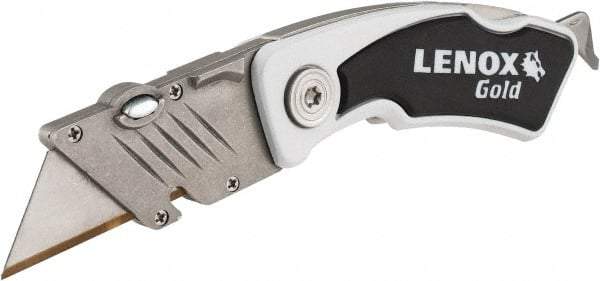 Lenox - Fixed Folding Utility Knife - White Metal Handle, 1 Blade Included - Eagle Tool & Supply