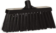 Vikan - 12" Heavy Duty Synthetic Push Broom - 3-1/2" Bristle Length, Plastic Block, European Threaded Handle Connection - Eagle Tool & Supply