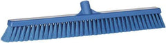 Vikan - 24" Fine Particle Synthetic Push Broom - 2" Bristle Length, Plastic Block, European Threaded Handle Connection - Eagle Tool & Supply