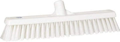 Vikan - 16" Fine Particle Synthetic Push Broom - 2" Bristle Length, Plastic Block, European Threaded Handle Connection - Eagle Tool & Supply