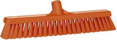 Vikan - 16" Fine Particle Synthetic Push Broom - 2" Bristle Length, Plastic Block, European Threaded Handle Connection - Eagle Tool & Supply