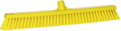 Vikan - 24" Combo Duty Synthetic Push Broom - 2" Bristle Length, Plastic Block, European Threaded Handle Connection - Eagle Tool & Supply