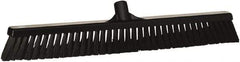 Vikan - 24" Fine Particle Synthetic Push Broom - 4" Bristle Length, Plastic Block, European Threaded Handle Connection - Eagle Tool & Supply