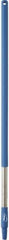 Vikan - 39-1/2 x 1-1/4" Stainless Steel Squeegee Handle - European Threaded Connection, Blue - Eagle Tool & Supply