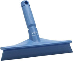 Vikan - 9.84" Rubber Blade Bench Squeegee - Single Edge, Blue, Plastic Holder - Eagle Tool & Supply