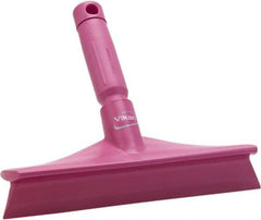 Vikan - 9.84" Rubber Blade Bench Squeegee - Single Edge, Pink, Plastic Holder - Eagle Tool & Supply