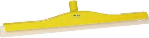 Vikan - 24" Foam Rubber Blade Floor Squeegee - Double Edge, Yellow, Plastic Holder - Eagle Tool & Supply